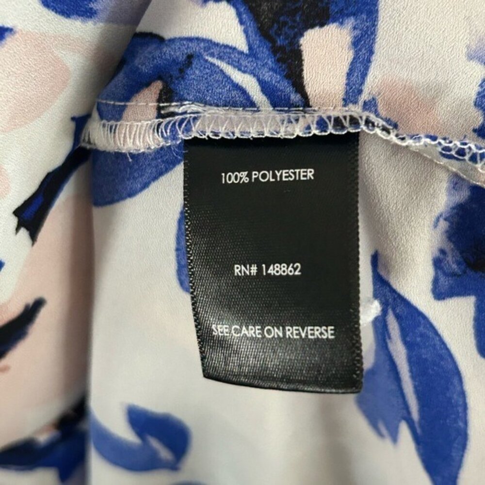 Torrid Floral Pink & Blue Semi-Sheer Peplum Blouse Sz 2X - Picture 8 of 15